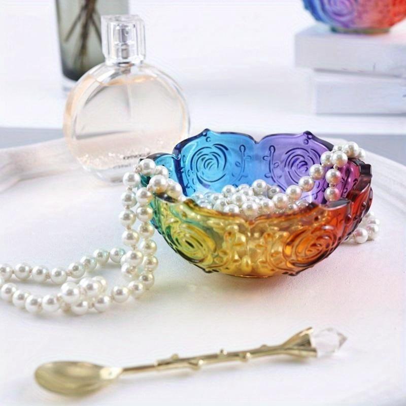 Diy Crystal Drop Glue Epoxidová pryskyřice Rose Lotus Skladovací miska Zrcadlo Silikonová forma
