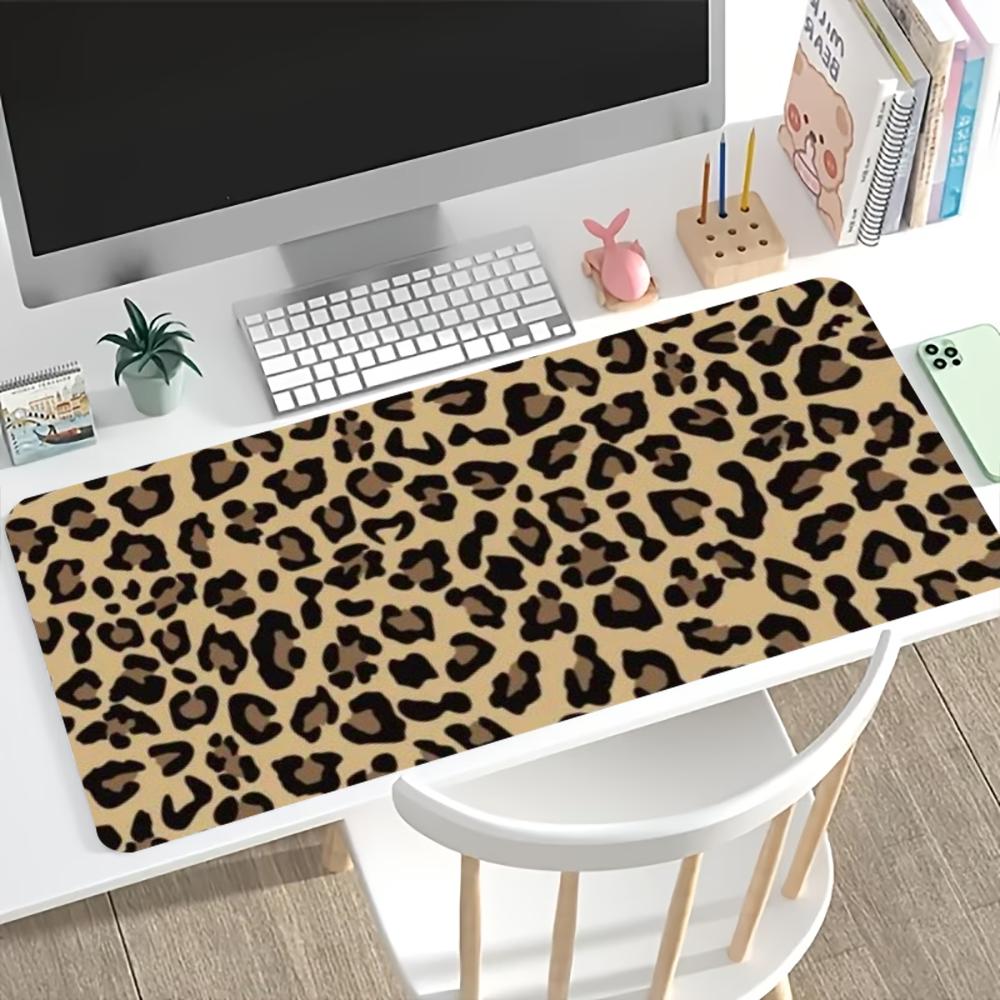 Extended Gaming Mouse Pad Leopard Non Slip Stitched Edge Rubber Base Desk Mat Keyboard Carpet For Pc Laptop Gaming Office Use