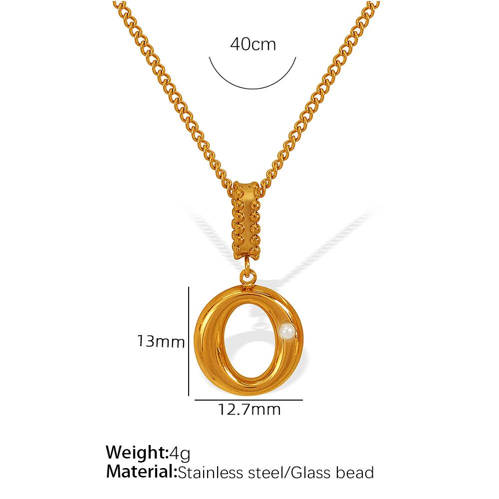 18k Gold-Plated Titanium Steel Bubble Letters Necklace for Women