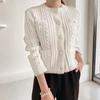 Autumn and Winter Short Knitted Sweater Pure Color Pearl Button Cardigan Top Fashion Simple Female Jacket