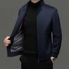 High-end 80.2% Wool + 10.5% Cashmere + 9.3% Mulberry Silk Men's Casual Business Zipper Stand-up Collar Jacket