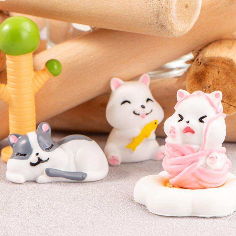 Cute Cartoon Resin Cat Statues For Office Desk Resin Craft Decorations