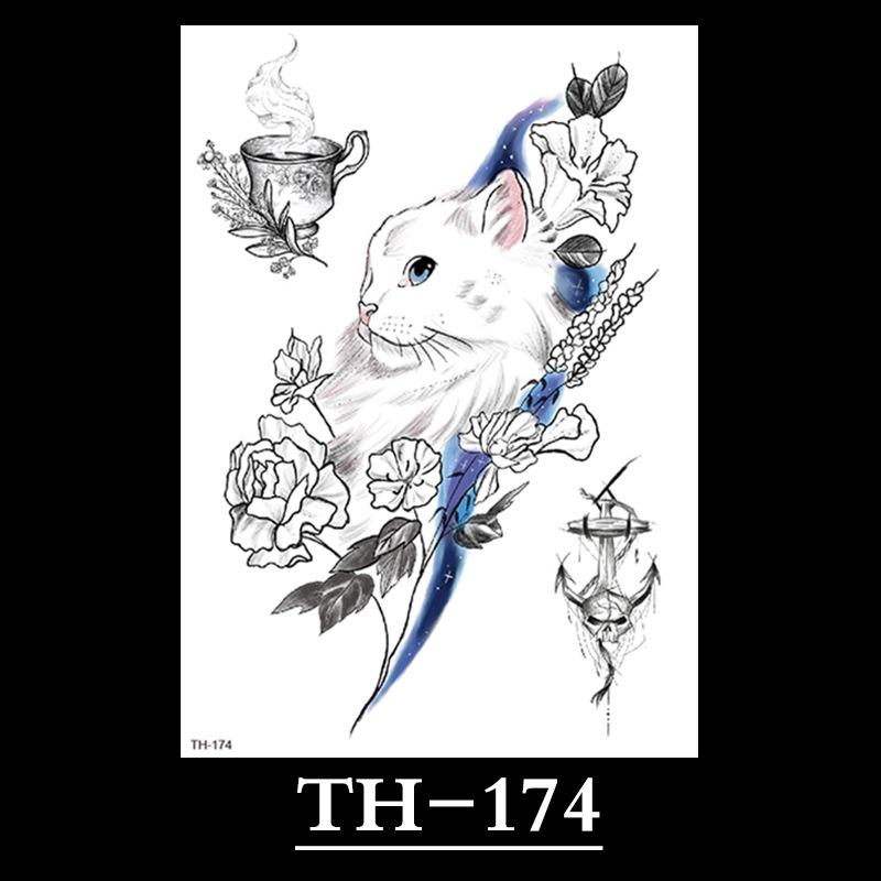 Flower Arm Tattoo Sticker, Half Arm Waterproof Tattoo Sticker, Sketch Line Tattoo Sticker Tattoo
