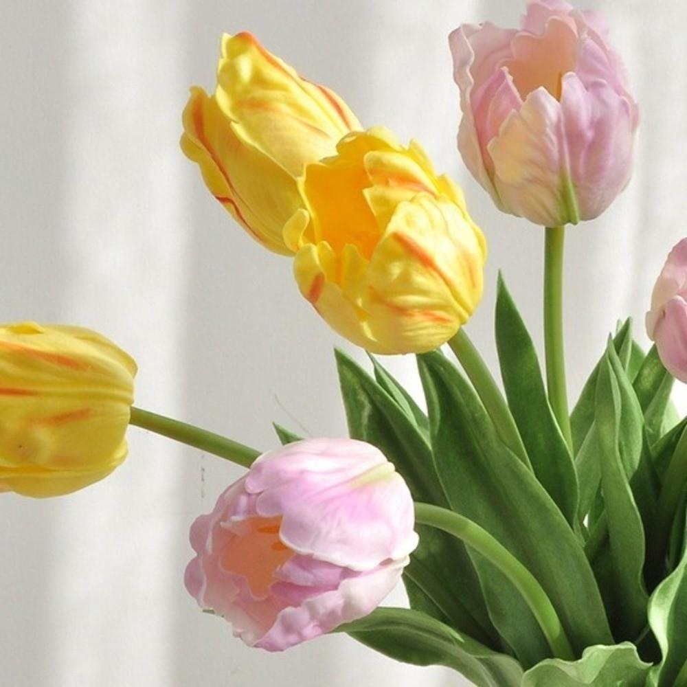 Colorful Simulation Flower Lifelike Artificial Flower Faux Parrot Tulip  Office Decor