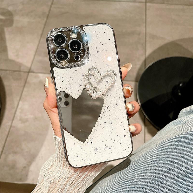 Stars and Love Mirrors for IPhone 15 Mobile Case 14pr Luxury Rhinestone Apple 13 Protective Case