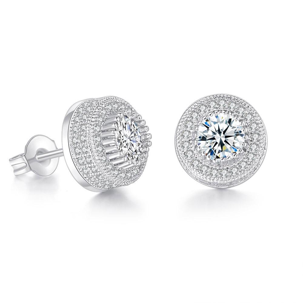 Hip-hop Stud Earrings Full of Diamonds and Micro-gold-plated Men's Earrings Trendy Jewelry