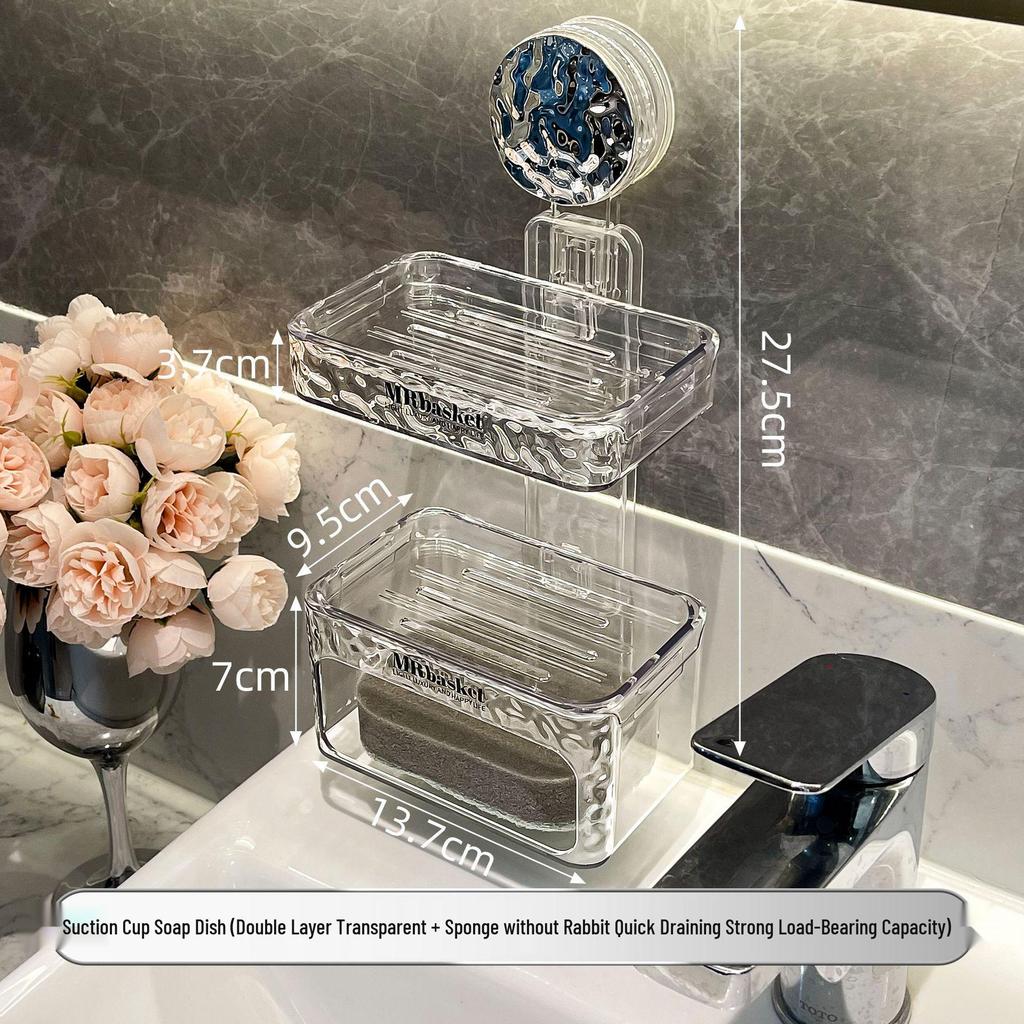 High-End Wall-Mounted Soap Dish with Strong Suction and Drainage