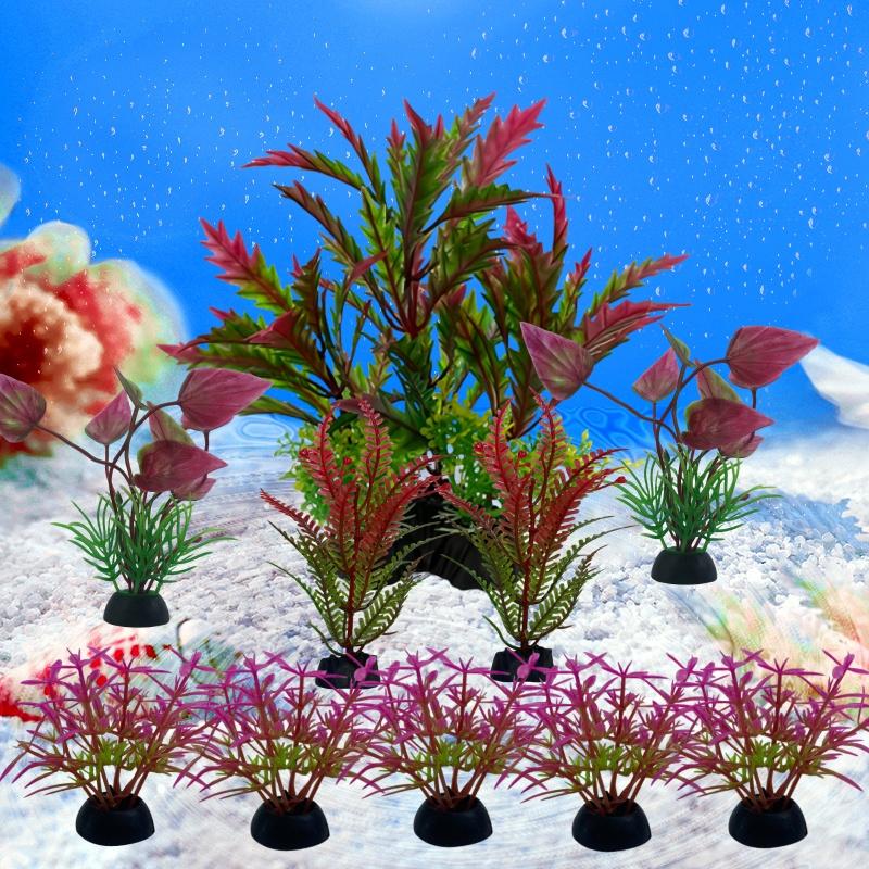 

10PC Fish Tank DIY Artificial Aquarium Decor Mixed color Plants Ornament Aquatic Plant