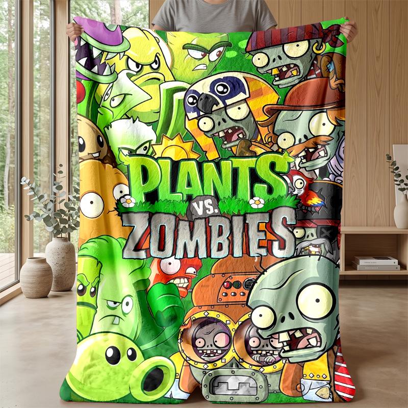 Plants vs. Zombies Cozy Flannel Blanket, Comfortable Warm Throw Blanket for Bedroom Sofa Home Use