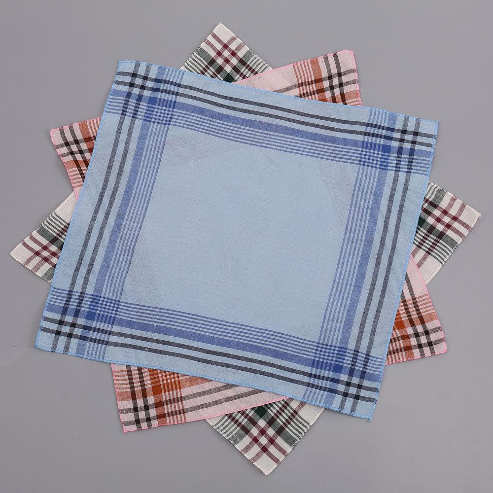 Men's Classic Light Plaid Stripe Polyester Handkerchief Series