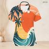 Women Plus Size V Neck Short Sleeve Tropical Print Nurse Scrub Top With Front Pockets