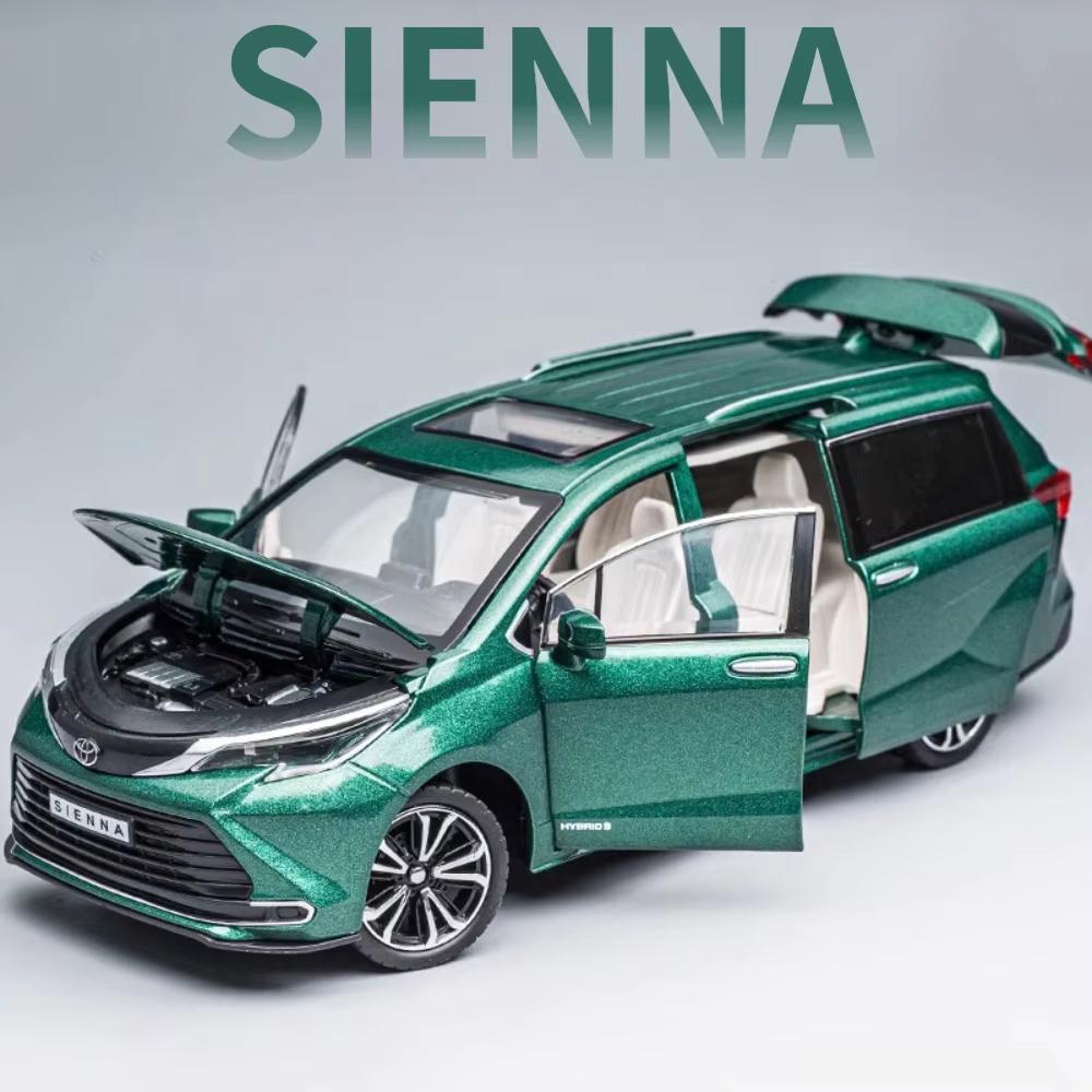 New 1:24 Scale SIENNA MPV Van Toy Car Model Die-cast Miniature Pull Back Sound and Light Car Door Can Be Opened Collectible Boy Children Gift