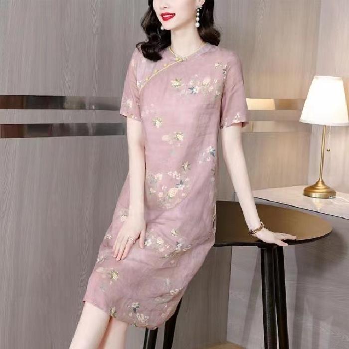 Improved cheongsam dress women s summer dress loose and thin women s fashion skirt M