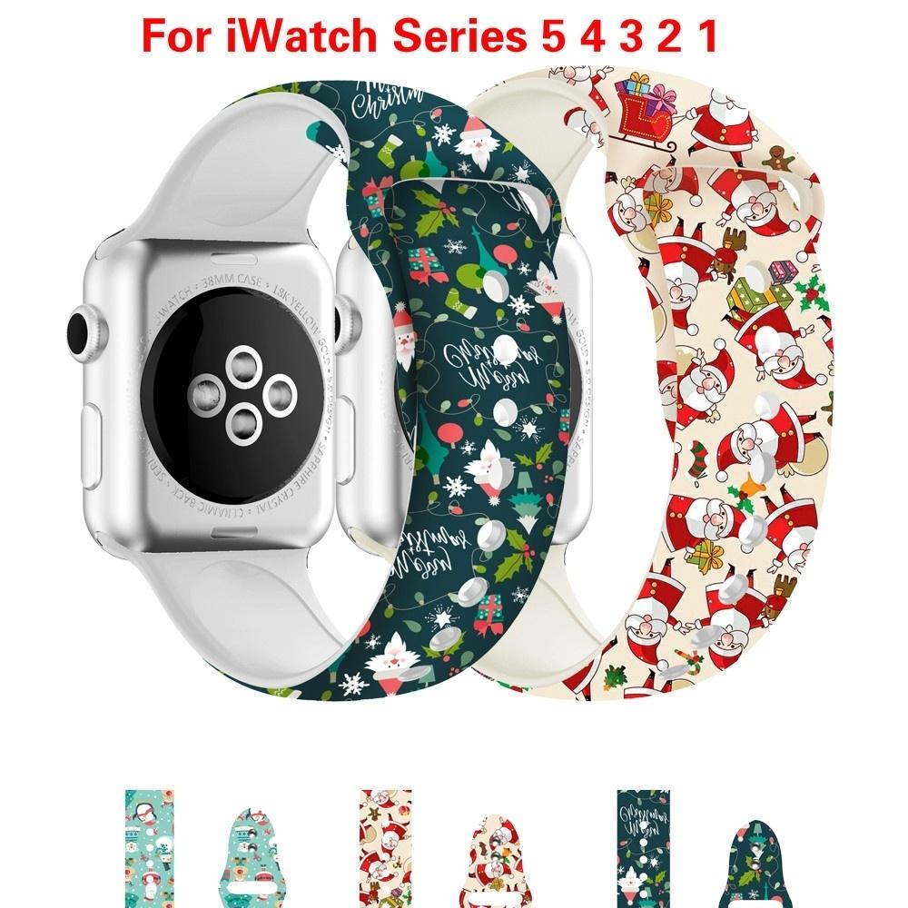 Buy Flower Bands for IWatch 38/42/40/44mm Christmas Silicone Printed Strap  for Apple Iwatch Series5 4 3 at affordable prices — free shipping, real  reviews with photos — Joom