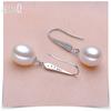 Effie Queen 925 Pure Silver Oval Freshwater Pearl Dangle Earrings WithZirconia Fine Jewelry for Women Banquet Party Gift GPE01