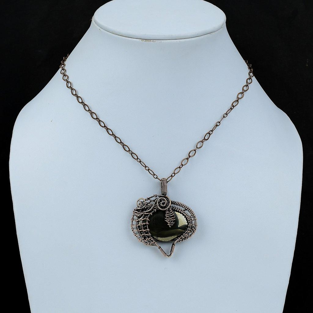 Pyrite Pendant Copper Wire Wrapped Jewelry Gemstone Pendant Handmade Jewelry Copper Wire Wrap Pendant Unique Design Jewelry Gift For Friend