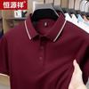 Hengyuanxiang Men's Ribbed Cotton Blend Polo T-shirt