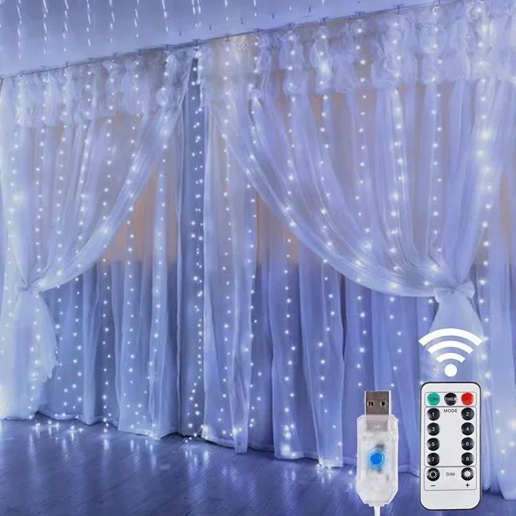 USB Curtain String Lights LED Christmas Light 8 Modes Decor Christmastide New Year Valentine's Day Indoor Bedroom Wedding Party