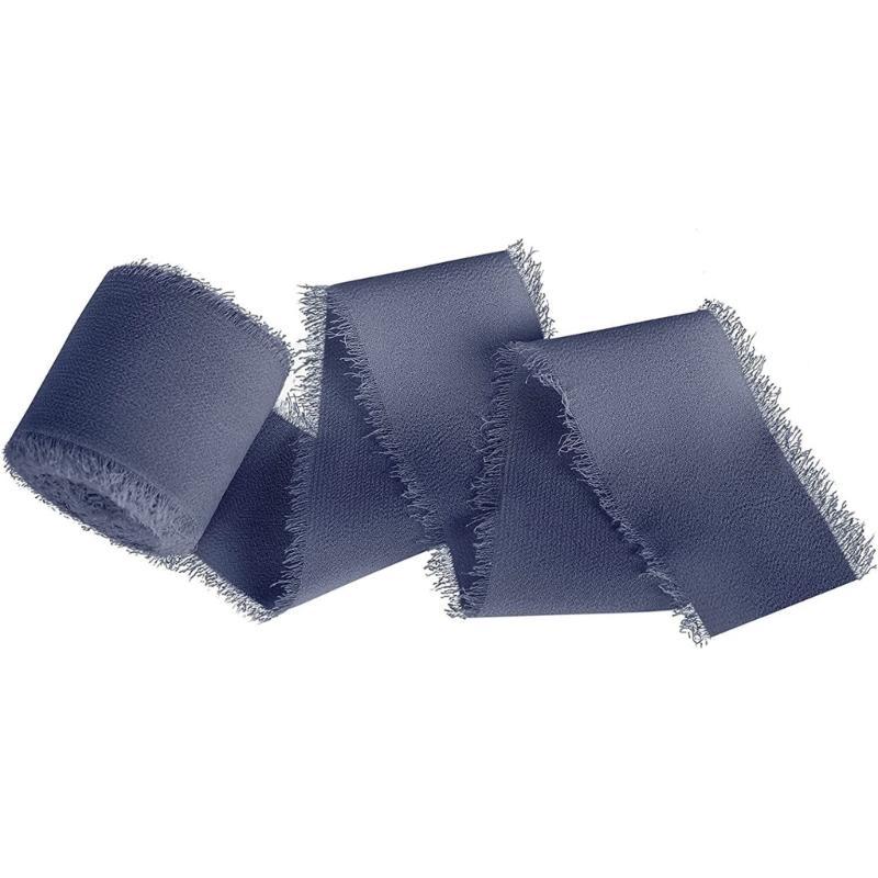 Ribbon for Wedding Invitation Bridal Bouquets Decor Gift Wrap, 1.57InX5.46Yd Handmade Fringe Silk Ribbon