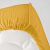 Drap housse - Double gaze de coton - 160 x 200 cm - Jaune - 30 cm de bonnet