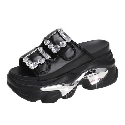 Fashion New Summer Women Slippers Flip-Flops Ladies Beach Bling Shoes Wedge Heels Shoes Woman High Platform Slippers Outside Sandals 8CM