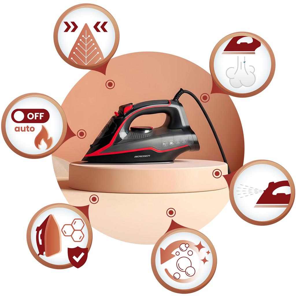 Steam Iron 2600W Berdsen Bd-331 Ceramic Coating Vertical Operation