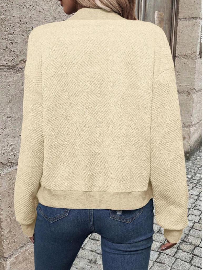 2025 Spring European & American Fashion Half-High Collar Zipper Knit Women's Long-Sleeve Cardigan