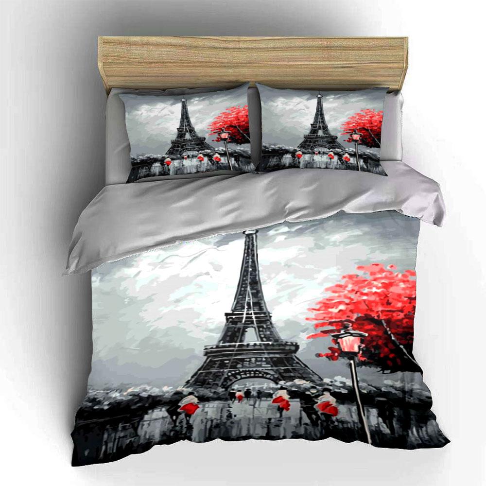 Eiffel Tower, red trees. Bedding sets Duvet cover sets Duvet covers Pillowcases(1* Duvet Cover 2* Pillowcases without duvet insert)