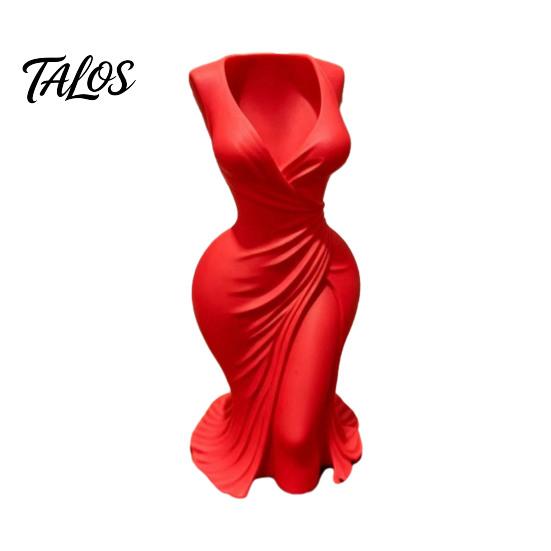 Dried Flower Holder 3D Printed Elegant Dress-Style Vase, Dual-Purpose Tabletop Decor with Flowing Pleated Skirt, Decorative Ornament Twisted