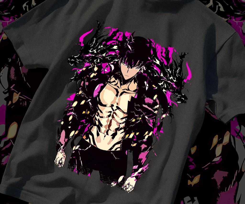 Solo Leveling Arise Schatten Anime T-Shirt Herren Damen Sung Jin-woo Kurzarm Übergroß Locker Baumwolle Herrenbekleidung Top T-Shirts