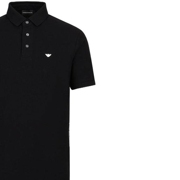 Emporio Armani Ss23 Solid Color Logo Print Straight Casual Short Sleeve Polo Shirt Men Polo Shirts Black 3R1F67-1JCYZ-0093