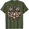 Camo Pumpkin with Checkered Bow Cute Fall Halloween Season T-Shirt