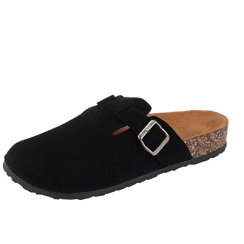 Half slippers 2026 fashionable European and American style  worn outside with toe caps  thick soled men's Birken shoes