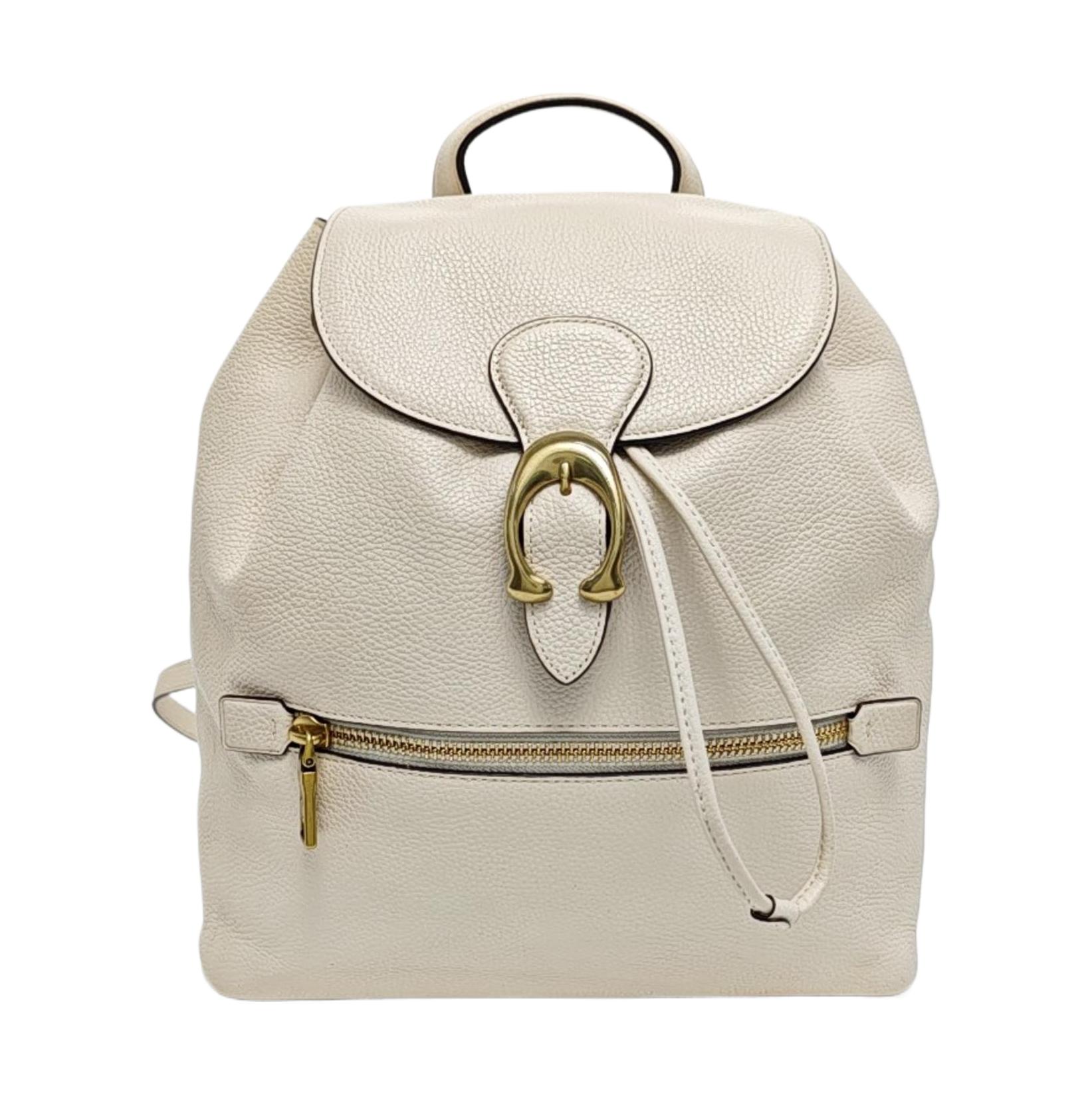 [Pre-Owned] White Leather Backpack - Very Good #HW4AQF ONE SIZE