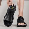 2024 Summer New Men's Versatile Fashion Two Wear Casual Leather Shoes Sandals Simple Outdoor Comfortable Anti Slip Beach Shoes