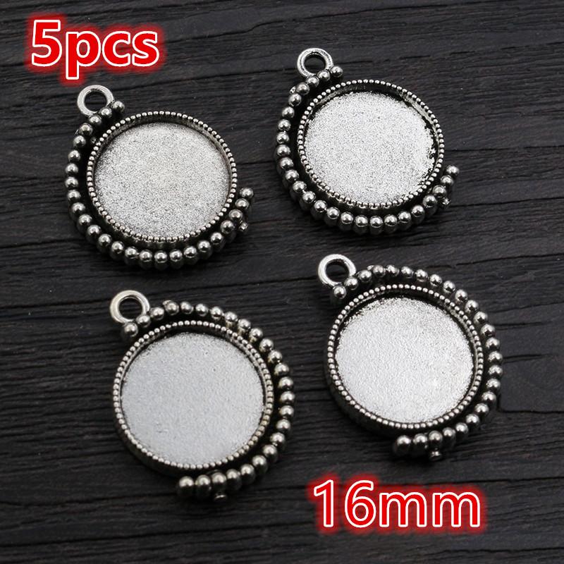 5-15pcs 16mm 18mm Inner Size Pendant Cabochon Blank Base Setting Bezel Tray DIY Jewelry Making Accessories for Necklace Keychain