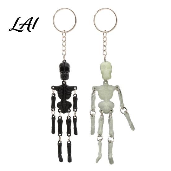 Gothic Skeleton Keychain Movable Joints Keychain Glow-in-the-Dark Keyring for Halloween Handbag Backpack Purse Charm Men Women Decorative