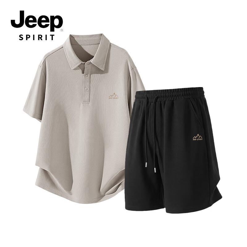 JEEP SPIRIT Men's Casual Pullover & Five-Point Shorts Set