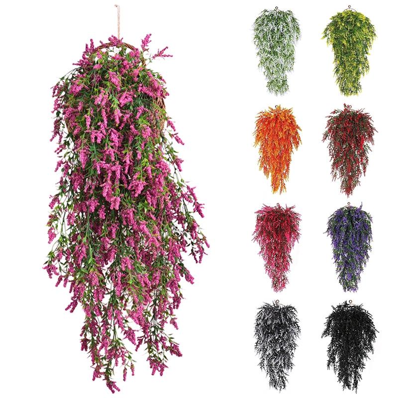Artificial Lavender Vine Flower Artificial Rose Flower Wall Hanging Wedding Decoration Planting Vine Decoration for Home Garden