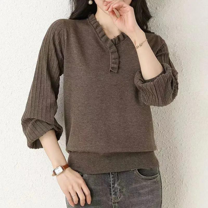 Sweater for Women Winter Cotton Thickened Pullover Warm Knitted Stretchy Long Sleeve Oversize Jumper Sweater Tops