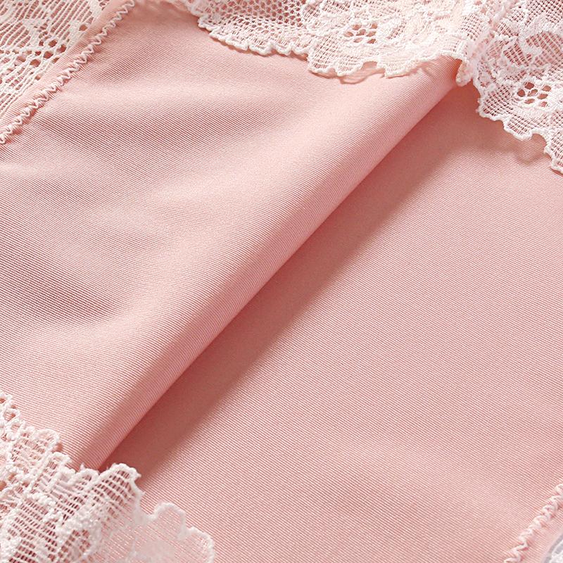 Sexy Seamless Women's Briefs Lace Trim Spliced Ice Silk Panties One-piece Low-rise Close-fitting Triangle Underwear