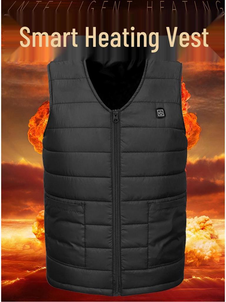 Smart Heating Vest - Thickened V-neck Jacket with Three-level Temperature Control for Men & Women, Ideal for Autumn/Winter