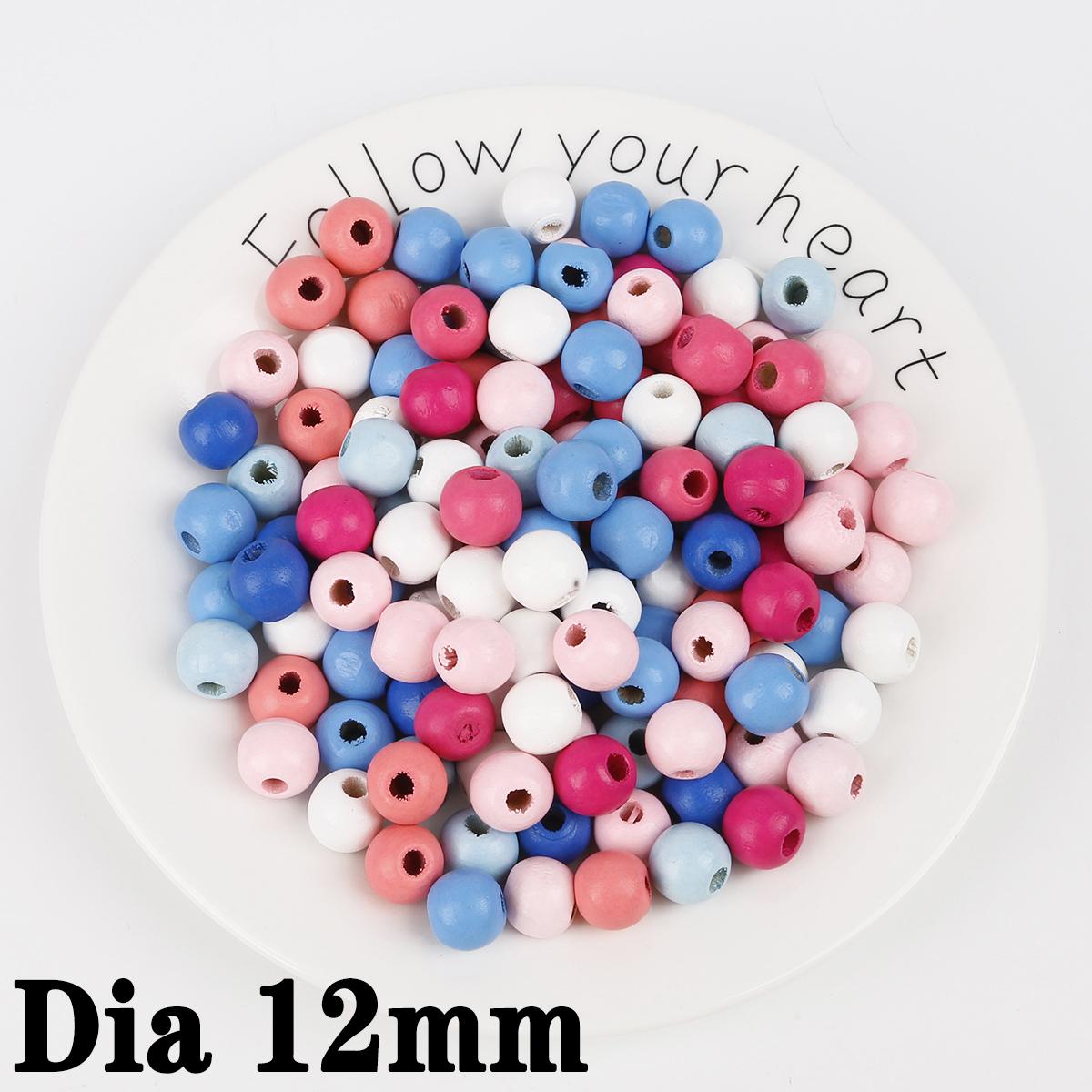 

6-14 мм случайные разноцветные деревянные круглые бусины для изготовления ювелирных изделий своими руками аксессуары 12mm 100pcs