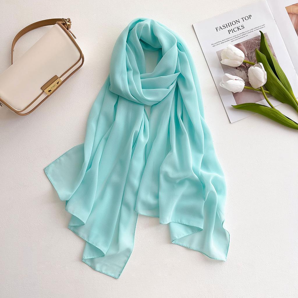 2025 New Elegant Modest Women Bubble Chiffon Solid Color Muslim Head Scarf Ladies Shawl and Wrap Female Foulard Hijab Stoles