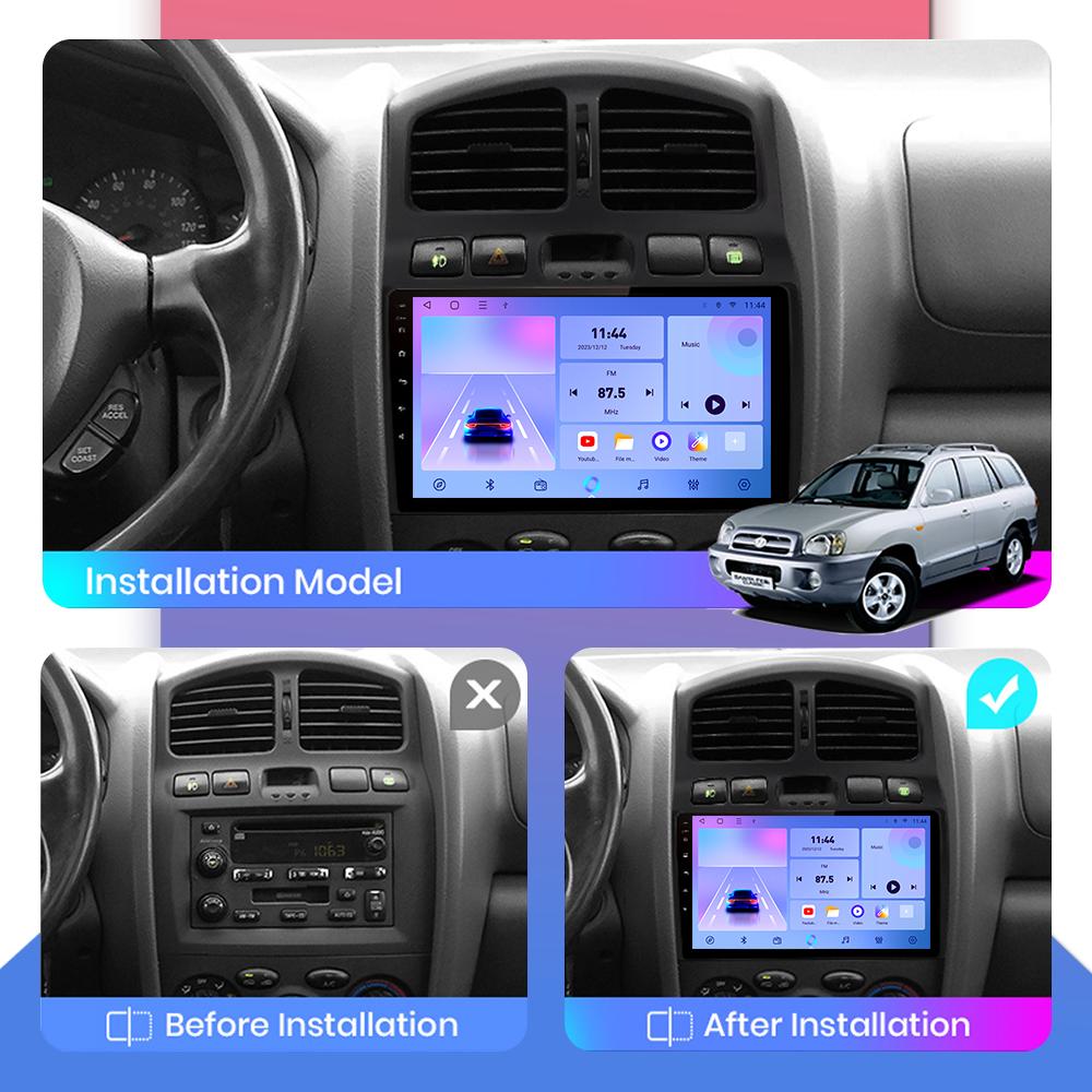 Car Radio Android Auto Carplay For Hyundai Santa Fe 2002-2005 Multimedia Player Head Unit Stereo GPS Navigation BT WIFI 1+16GB