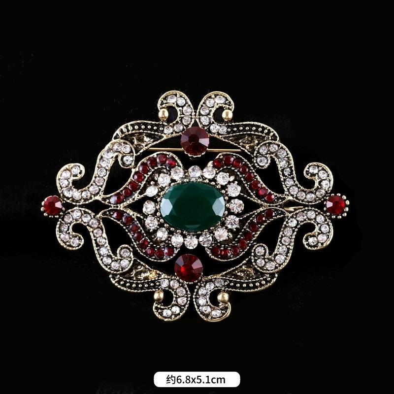Fulok Court Brooch Femininity Metal Crystal Badge Pin Suit Coat Accessories