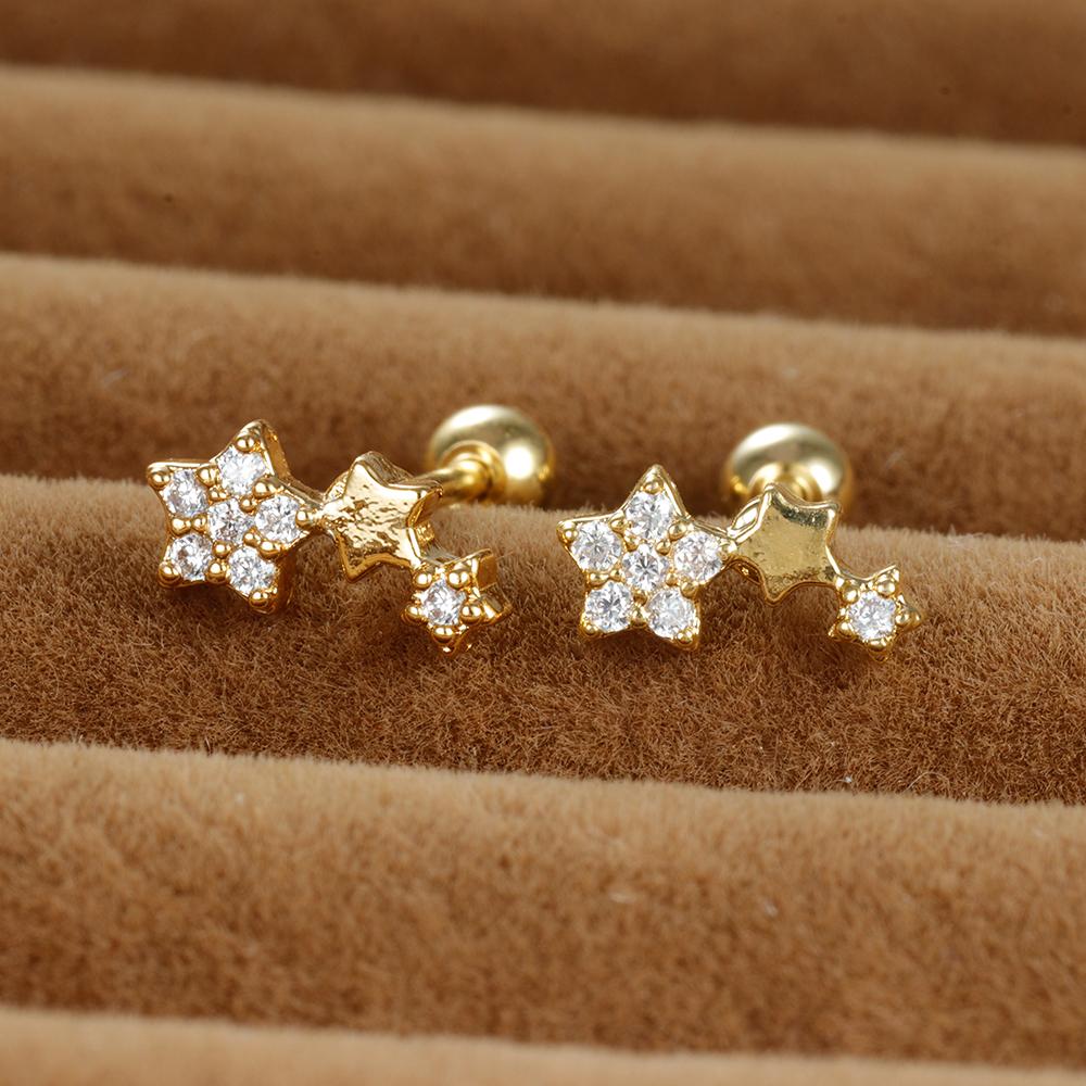Vintage Gold Color Stainless Steel Butterfly Earrings for Women Zircon Cartilage Piercing Stud Earring Jewelry aretes de mujer