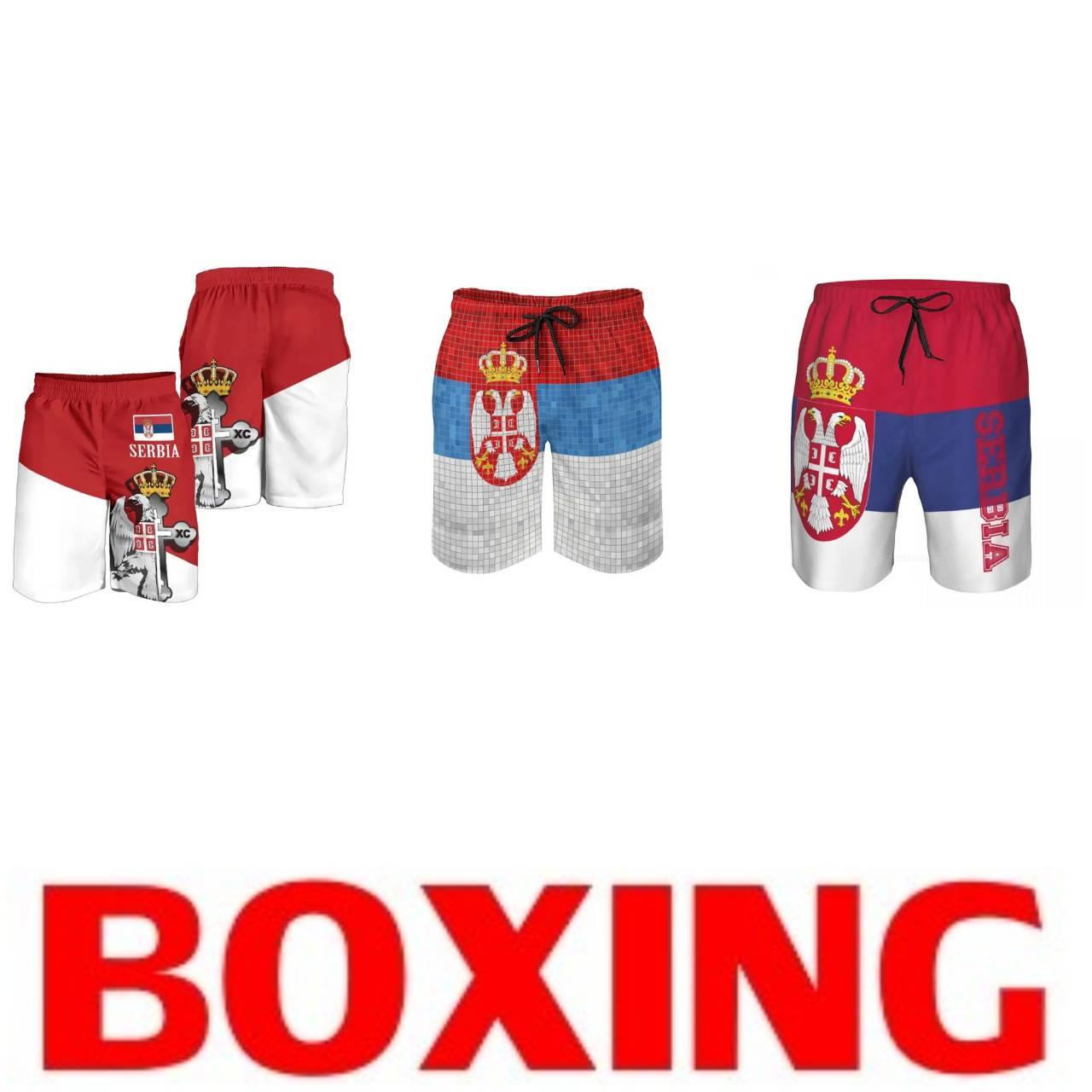 Pantaloncini da Boxe Serbia Stampa 3D Allenamento Combattimento MMA Arti Marziali Miste Unisex Uomo Donna Asciugatura Rapida Fitness Palestra Sport Al