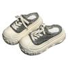 Denim Lace-up Bread Shoes Spring and Summer Muffin Thick-soled Bag Head Half Slippers Women's Height-increasing Casual Sports Shoes Outer Wear