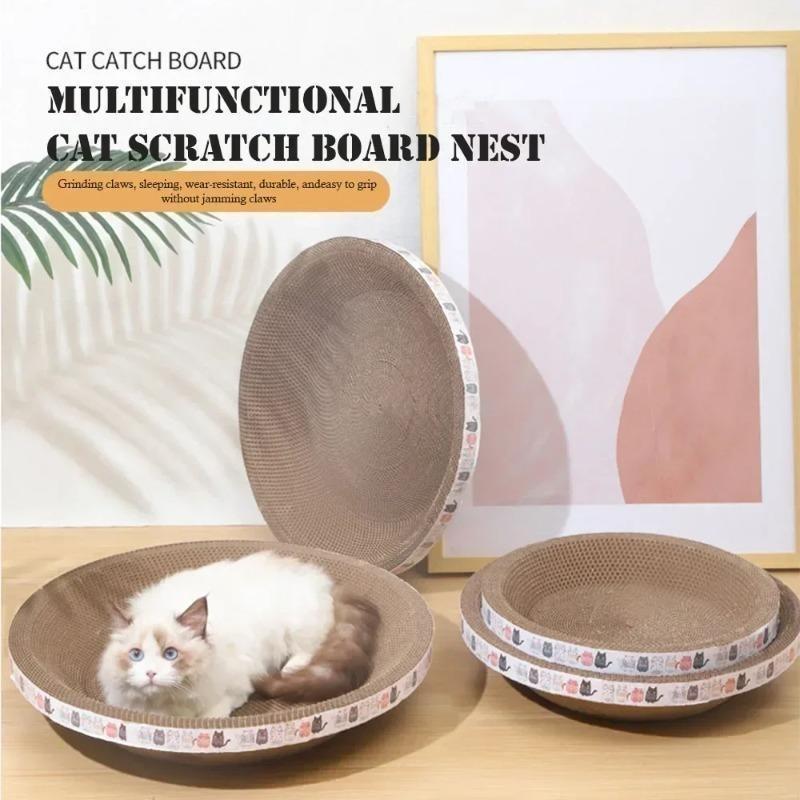 Corrugated Cat Scratcher Cat Scrapers Round Oval Grinding Claw Toys for Cats Wear-Resistant Cat Bed Nest Cat Accessories Cat Tre